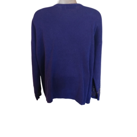 Vintage 1980's Diana Marco Embellished Sweater Purple Size 22/24 - Picture 4 of 5